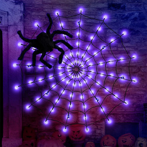 70Leds 3.94FT Lampe Toile D'<span class=keywords><strong>araignée</strong></span> Géante pour Halloween Décoration Extérieure Fenêtre Toile D'<span class=keywords><strong>araignée</strong></span> <span class=keywords><strong>Filet</strong></span> <span class=keywords><strong>De</strong></span> Pêche Chaîne - Product Image 2