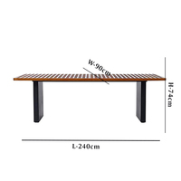 Ensemble de table et de chaises de salle à manger d'extérieur en rotin et teck, durable et luxueux, pour hôtel, restaurant, villa, salon, patio