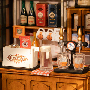 Robotime Rolife 3D puzzle in <span class=keywords><strong>legno</strong></span> assemblati giocattoli DG167 alticcio ristorante Kit fatto a mano fai da te casa in miniatura - Product Image 5