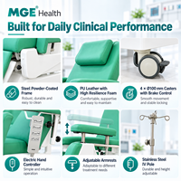 Mobilier d'hôpital design moderne MEDIGE Chaise de phlébotomie électrique pour don de sang et dialyse Chaise mobile réglable à perche IV