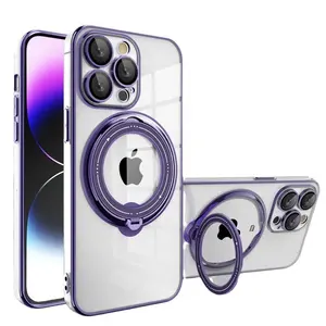Business Style Soft TPU Magsafe Case Shockproof For IPhone 15 Pro Max Magnetic Protective Cover For IPhone With Invisible Stand