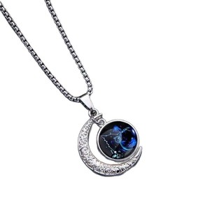 Collana con Catena a Serpente in Lega dei 12 Segni Zodiacali, Gioiello Retrò Hip Hop Personalizzato, Regalo per Coppie - Product Image 5
