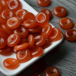 Natural <b>Red</b> Aventurine Carved Safety Buckle 15mm Button Pendant For Jewelry Making Round Stone <b>Beads</b> Handmade Accessories - Product Image 2