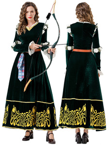 Costume d'Halloween de style médiéval, robe longue rétro vert foncé pour Brave Legend Merida COS <span class=keywords><strong>Cosplay</strong></span> Game Costumes - Product Image 6