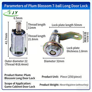 Serrature per giochi arcade 6086/6083/6029/6019 con chiave rotonda a fiore di prugna per macchine arcade, macchine a gru e cabinet per giochi di combattimento - Product Image 3
