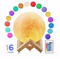 Lampe lunaire moderne 3D imprimée, veilleuse LED créative à branchement USB avec contrôle tactile et télécommande pour chambre à coucher