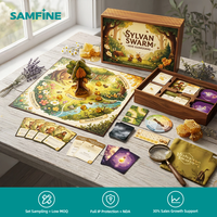 Jeu de cartes personnalisé avec pelliculage velours, certifié FSC, estampage à chaud doré pour édition de luxe Kickstarter, boîte à bandoulière