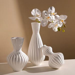 Jarrón <span class=keywords><strong>de</strong></span> Porcelana Blanco Simple <span class=keywords><strong>de</strong></span> Estilo Europeo Americano Behan, Diseño Texturizado Esmerilado Bei Grain para <span class=keywords><strong>Flores</strong></span> Secas Hidropónicas - Product Image 2