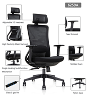 Chaise de bureau exécutive ergonomique à dossier haut au design contemporain, pivotante, avec structure en acier, pour bureau à domicile, directement de l'usine chinoise