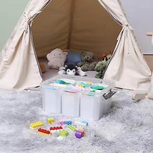 Plastic Storage <b>Bins</b> with 6 Detachable Inserts Clear Storage Box with Lids Multipurpose Stackable Storage <b>Bins</b> for Organizing to - Product Image 6