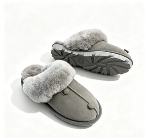 Bottes de neige pour femmes, bottes d'hiver en peau de mouton, à enfiler, doublées de peluche, bout fermé, semelle en caoutchouc antidérapante, chaussures plates de couleur unie - Product Image 3