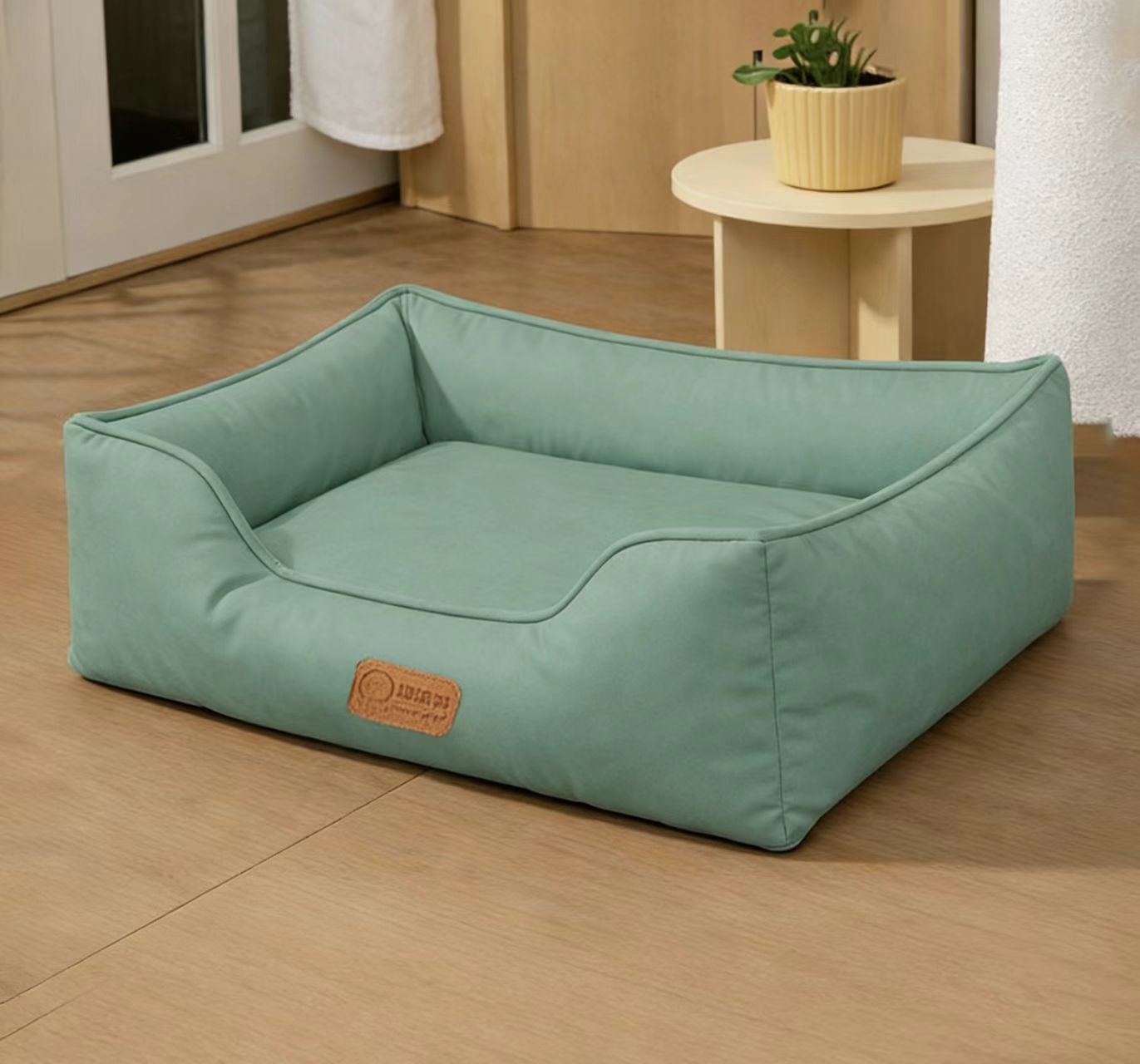 cat scratch leather- green