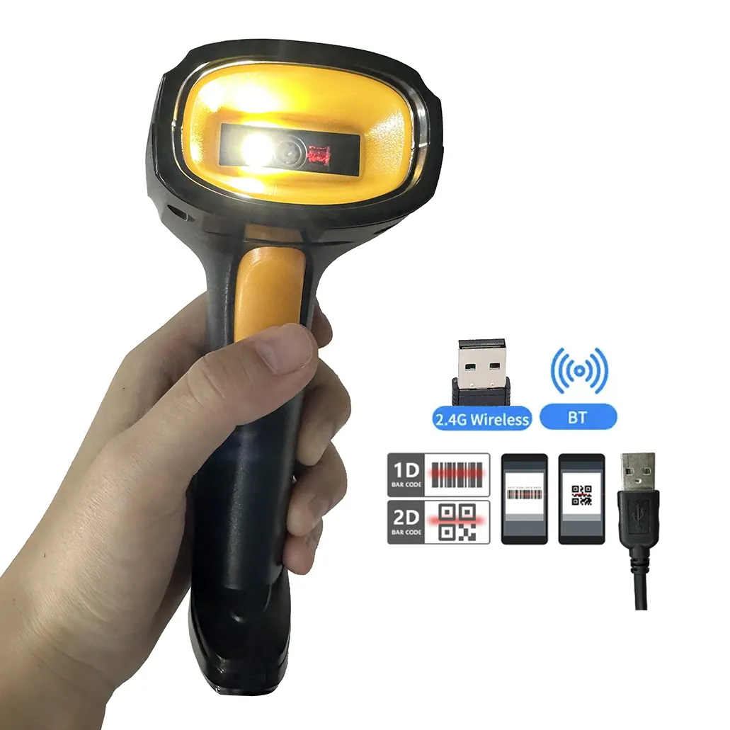 YJFIRST Portable BT Scanner Wireless Handheld QR Code 1D 2D Barcode Reader Scanning Machine Inventory Logistics Scanners