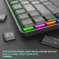 Keyboard Mekanik Profil Rendah Aluminium Tri-Mode RGB Backlit Tombol Taktil Senyap Ultra-Tipis 68 Tombol 65% Keyboard Gaming Nirkabel