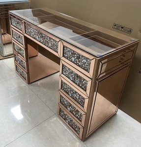 2019 High Quality 7 Big Drawers Diamonds <strong>Mirrored</strong> <strong>Dressing</strong> <strong>Table</strong> <strong>Set</strong> - Product Image 4