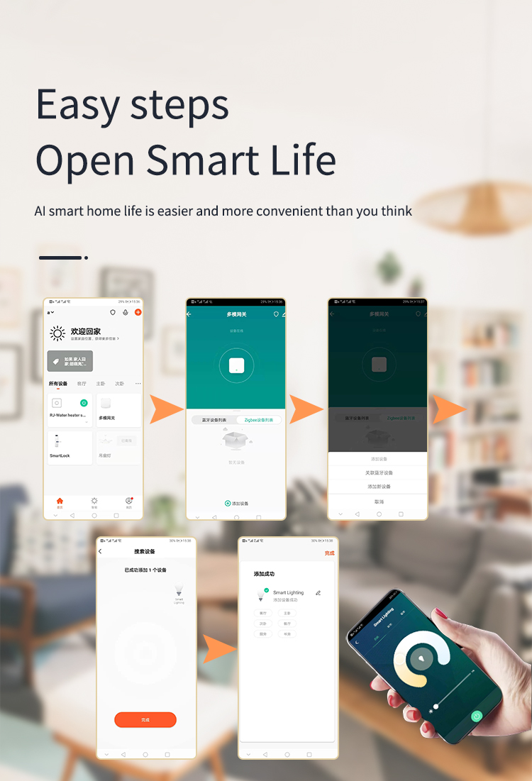 Easy stepsOpen Smart Life Al smart home life is easier and more convenient than you think