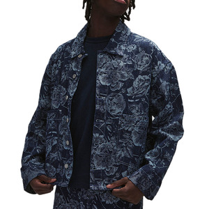 Camicie in Denim Jacquard floreali <span class=keywords><strong>oversize</strong></span> da uomo a manica lunga con <span class=keywords><strong>camicia</strong></span> in Denim <span class=keywords><strong>giacca</strong></span> da uomo - Product Image 1