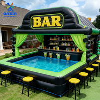 Bar gonflable géant commercial avec piscine intégrée, tente de bar/pub de jardin avec tabourets pour événements et locations extérieures