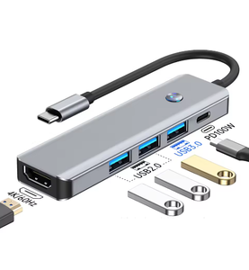 USB C Hub 5 1 Type C <strong>Adapter</strong> for MacBook <strong>Notebook</strong> Laptop 4K HD Screen-on/off Button 100W Fast Charge PD USB 3.0 Interface Stock - Product Image 1
