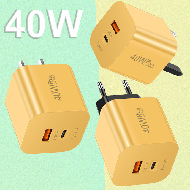 Factory Price Portable 40W Mobile Phone Charger US EU UK Plug USB Type C PD Fast Charging Wall Adapter for iPhone 16 Pro Max