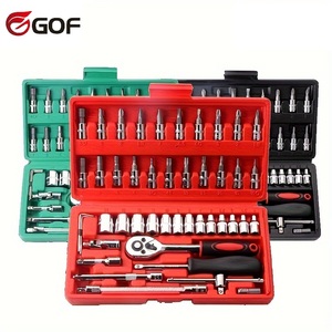 46-Pieces 1/4 inch Ổ cắm ổ cắm Ratchet cờ lê thiết lập Metric Bit Ổ cắm mở rộng thanh dụng cụ cầm tay trường hợp gói tự động sửa chữa vườn sử dụng - Product Image 2