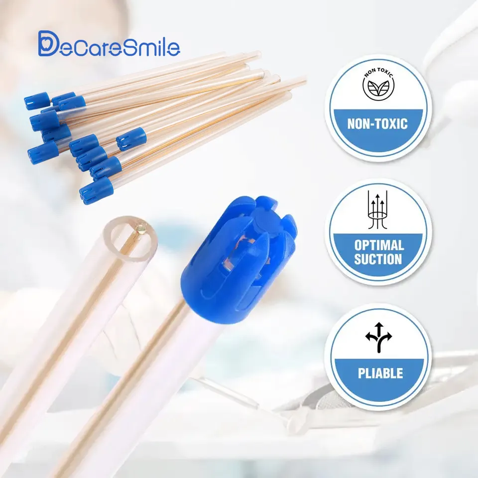 Succionador quirúrgico desechable flexible de alta calidad, succionador de saliva transparente para limpieza dental