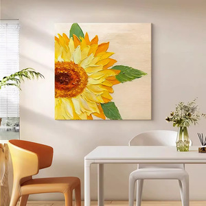 Peinture à l'huile de tournesol peinte à la main, 40x50 cm, style impressionnisme, art mural pour salon, décoration intérieure - Product Image 1