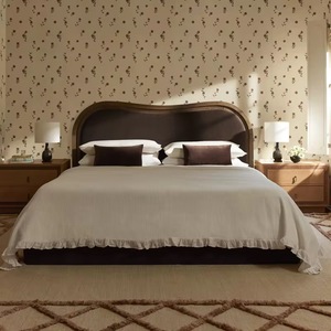 Cama Infantil Moderna y Sencilla de Madera Maciza Estilo Francé<span class=keywords><strong>s</strong></span>, Diseño Clásico Doble, Cama Acolchada con Tela de Terciopelo - Product Image 2