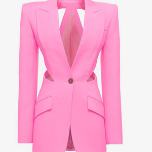 नई फैशन कस्टम साइकेडेलिक में घटा एकल छाती जैकेट गुलाबी कटआउट महिलाओं के ब्लेज़र जैकेट स्टाइलिश देवियों सूट रंगीन जाकेट - Product Image 1