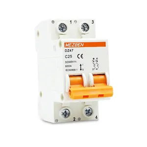 Disjoncteur solaire MCB MEZEEN DZ47-63 1-63a 400V 500V 1000V, 2 pôles Orange DC MCB Miniature