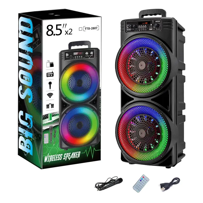 파티 박스 스피커 RGB 라이트 1000w 스피커 무선 마이크 오디오 시스템 사운드 전문 음악