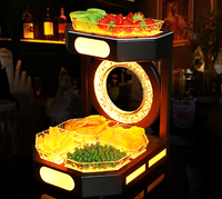 Support de Présentation Lumineux LED en Acier Inoxydable pour Fruits, Plateau de Service Deluxe Rechargeable à LED avec Compartiments pour Bar