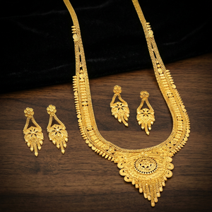Collares largos de oro laminado de 14K, 18K, 24K al por mayor, collares largos tradicionales, conjunto de joyería de latón con oro laminado de moda - Product Image 3