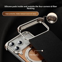 Étui de luxe en bois de noyer avec support magnétique pour iPhone 17 Pro Max et coque de téléphone en métal sans cadre pour iPhone 17 Pro – Coffret cadeau