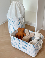 Panier de rangement pliable en toile à motif lapin avec poignée en corde, idéal pour vêtements, jouets ou linge sale