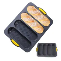 Siliconen Loaf Pan Pan Bakken Voor Bakken Franse Baguettes Hot Dog Broodjes Brood Mold Voor Bakken Met Vier-Gat baguette Mold