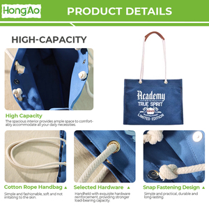 Hongao cao cấp cầm tay Túi Quà Tặng dày Twill bông PU Rope handlehigh-end tùy chỉnh Canvas Tote cho công ty quà lưu niệm - Product Image 5