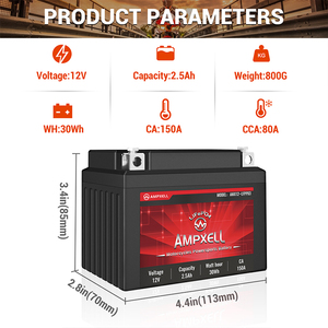 แบตเตอรี่มอเตอร์ไซค์แบบจั๊มพ์สตาร์ท LPF Low Temp Cell 12v 2.5Ah แบตเตอรี่ตะกั่ว-กรดทดแทน พร้อม 75CCA และ Smart BMS อายุการใช้งานยาวนาน 12v 2.5ah Lifepo - Product Image 5