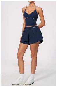 Women Yoga Set with Tank Top Bra Shorts 2 in 1 <b>Leggings</b> Nylon Spandex Workout Activewear <b>Gym</b> Fitness Wear - Product Image 3