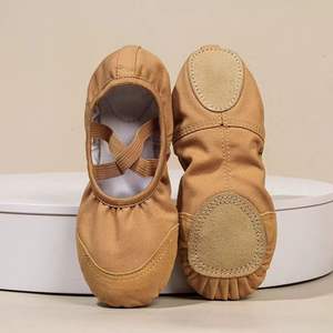 Nouvelles Chaussures de Danse Plates en Toile pour Femmes et Filles KJ 2027, Semelle Souple en Cuir de Vachette, Chaussures de Danse Hautes pour Enfants et Tout-Petits - Product Image 1