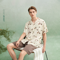 Vente en gros de vêtements de luxe à manches courtes en coton tricoté et élasthanne, imprimés, rafraîchissants, à taille élastique, mode décontractée, grandes tailles, personnalisables pour couple