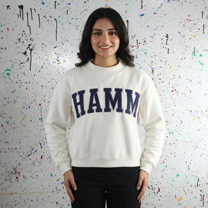 HAMM ASH GREY Hooded Sweatshirt Navy Blue Applique Embroidery CLUSH SPORTS 100% Cotton Winter - Product Image 1