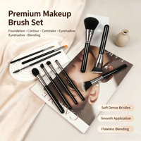 Ensemble de 11 pinceaux de maquillage à marque privée, manche en bois laqué avec virole en aluminium épaissie, pinceaux de maquillage professionnels