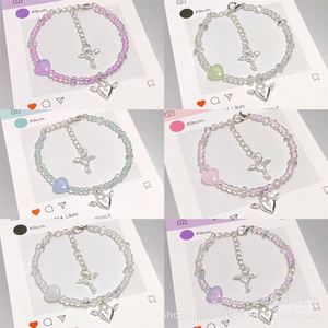 Crystal Glaze <b>Beaded</b> <b>Bracelet</b> Multi Color Transparent Small Rice <b>Beaded</b> <b>Bracelet</b> Rainbow Eyes Beads Heart Pendant Girl <b>Bracelet</b> - Product Image 3