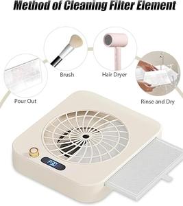 Aspirateur de poussière à ongles à faible bruit 4300 tr/min, ventilateur d'aspiration réglable à 45 vitesses, extracteur de poussière avec filtre réutilisable et écran LED - Product Image 5