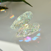 Boîte à bijoux en cristal K9 avec perle, boîte à bibelots en coquillage de cristal facetté pour cadeau de mariage, décoration de table à domicile, personnalisable