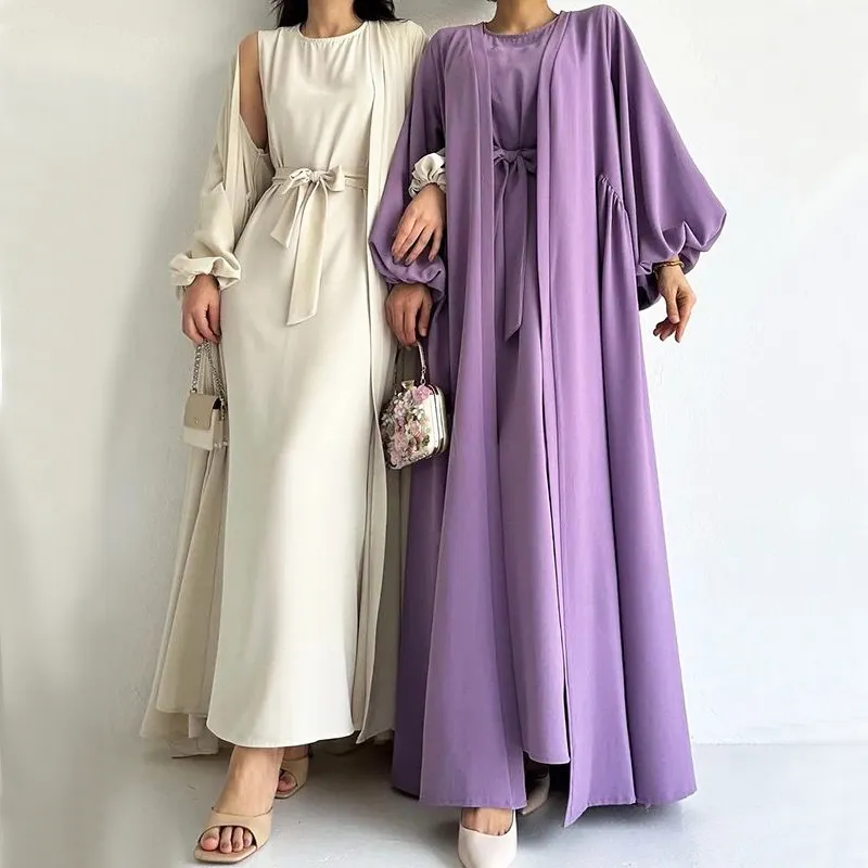 Duas peças Roupas Abaya Último Modelo Abaya Coleção Roupas Femininas Vestido Muçulmano Elegante 2023 Outono Dubai