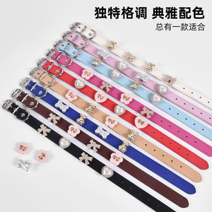 ปลอกคอหนังสำหรับสัตว์เลี้ยงพร้อมโบว์ประดับเพชรสำหรับแมวและสุนัขขนาดเล็ก มีหลายสีให้เลือก - Product Image 4