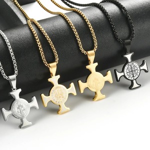 Collar con Colgante de <span class=keywords><strong>Cruz</strong></span> de <span class=keywords><strong>San</strong></span> <span class=keywords><strong>Benito</strong></span> de Acero Inoxidable para Hombre y Mujer, Amuleto de Oración Católica de <span class=keywords><strong>San</strong></span> <span class=keywords><strong>Benito</strong></span>, Joyería Religiosa - Product Image 2