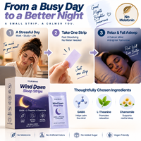 Bandes Orales Dissolvantes GABA Relax Sleep à la L-Théanine et à la Camomille, Film à Dissolution Rapide, Sans Mélatonine, OEM, Marque Privée